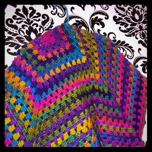 Multi color poncho throw